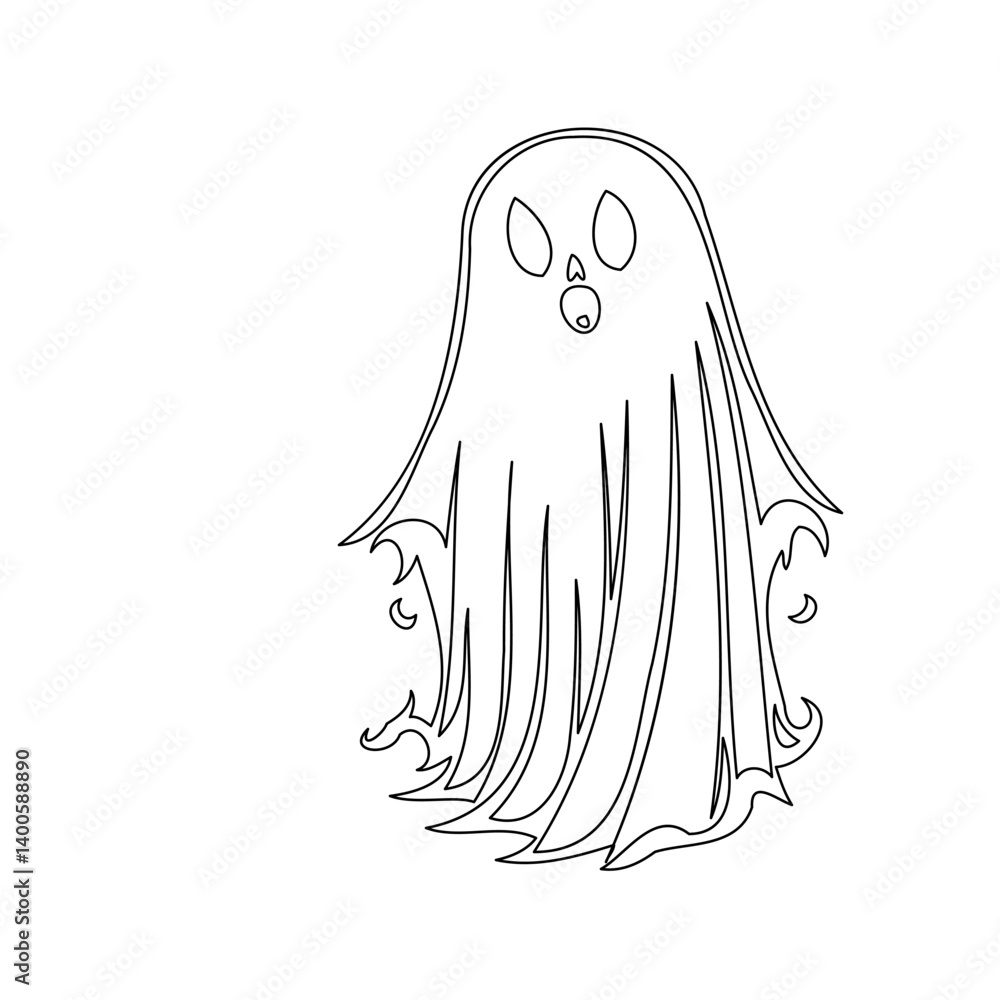Mystical Ghost Outline for Spooky Season Design Mystical Ghost Outline for Spooky Season Design
