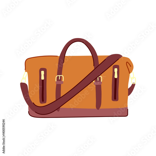 leather duffel bag cartoon vector illustration