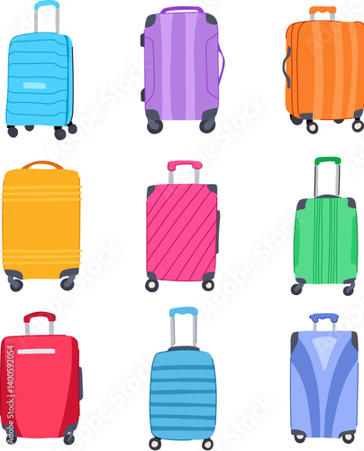 hard shell suitcase set cartoon vector illustration