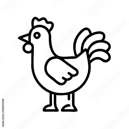 Chicken vector illustration poultry farm animal drawing outline style hen rooster fowl bird design graphic art