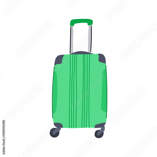 carryon hard shell suitcase cartoon vector illustration