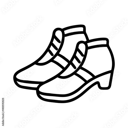Outline vector drawing of women's ankle strap shoes with heels fashion footwear design style icon