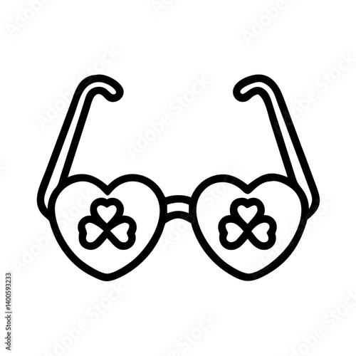 St patrick's day heart shaped glasses with shamrock icon festive eyewear accessory design vector