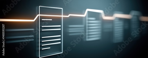 Wallpaper Mural A digital illustration of documents or files represented as lines and shapes against a dark background, suggesting themes of data and technology. Torontodigital.ca