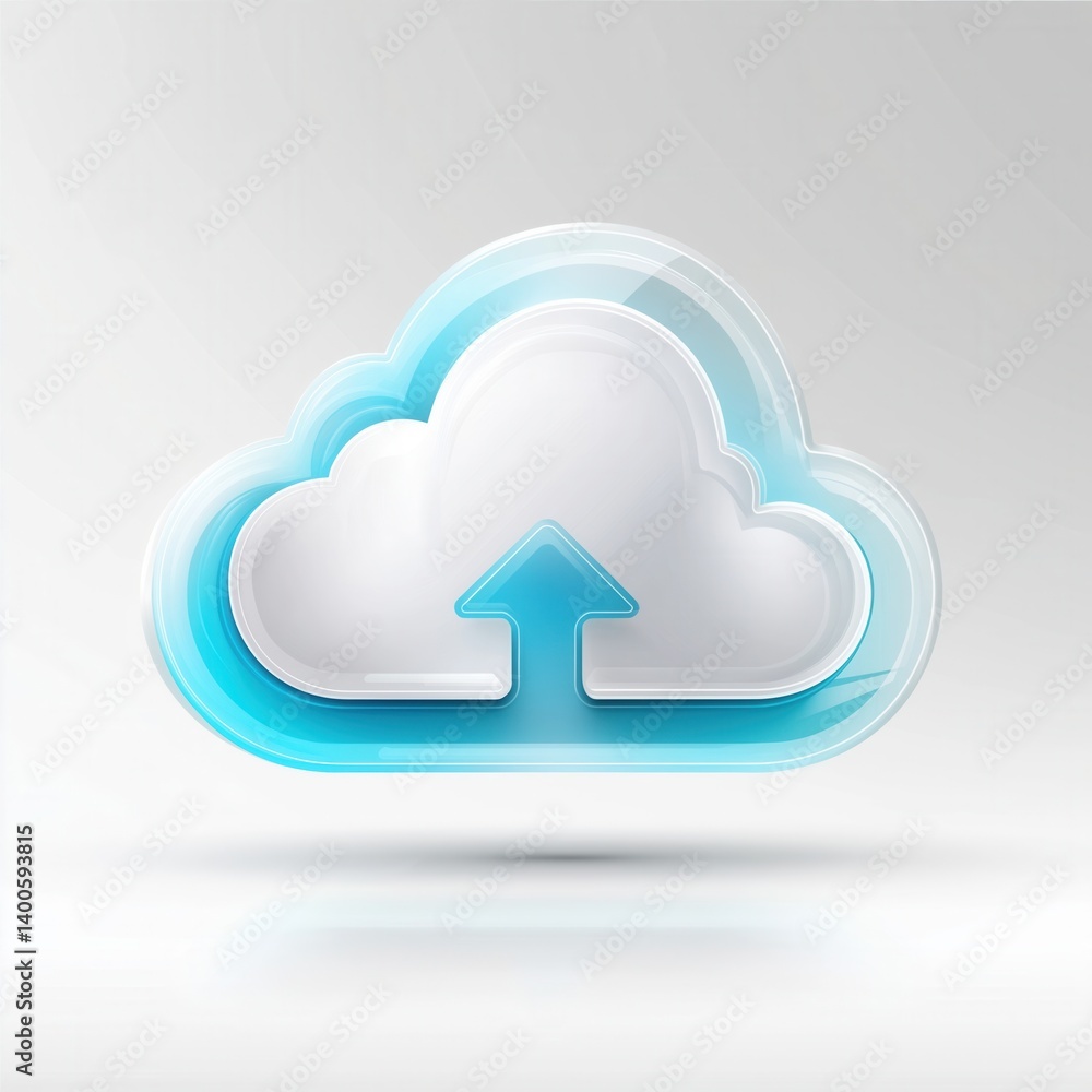 A sleek, stylized cloud icon with an upward arrow, representing cloud computing and data storage. A sleek, stylized cloud icon with an upward arrow, representing cloud computing and data storage.