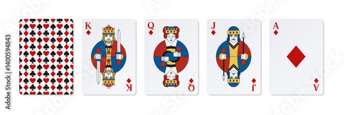 Set of colored high cards of Diamonds. Casino clipart.