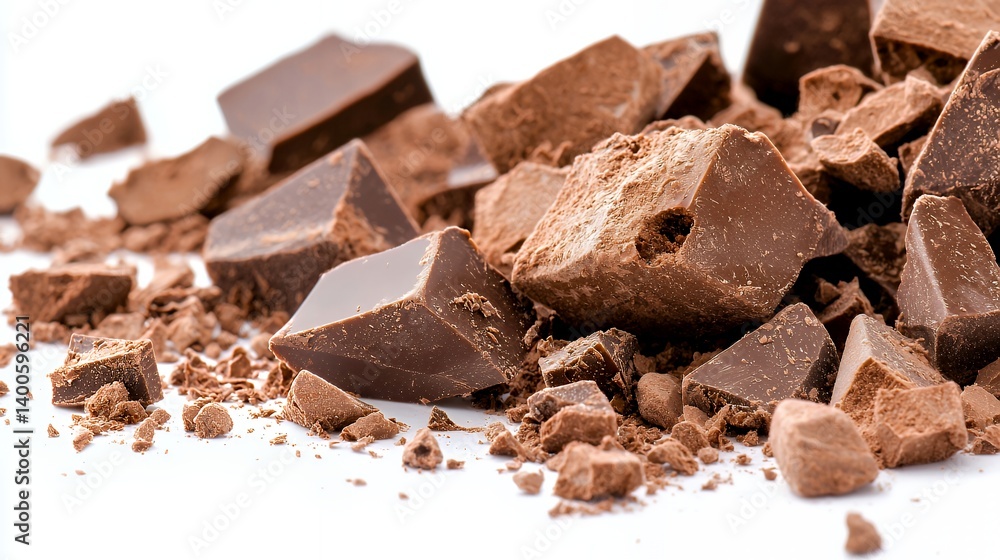 Fototapeta premium Close up of broken dark chocolate pieces