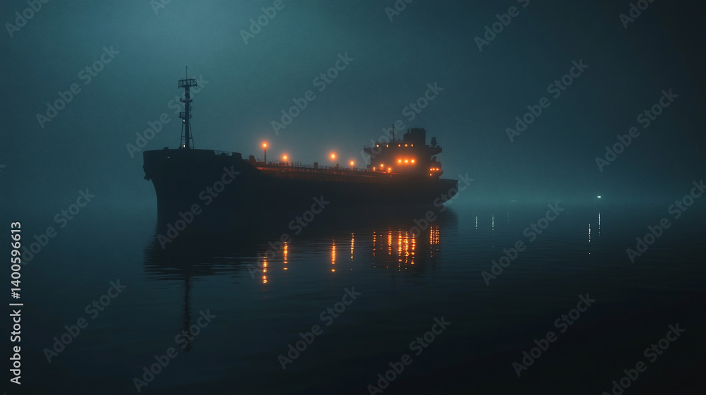 Foggy Ship at Night Foggy Ship at Night