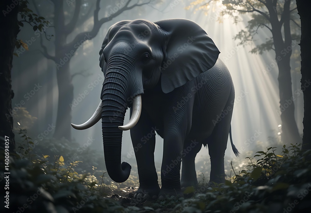 Fototapeta premium An Elephant Is Standing in the Wild