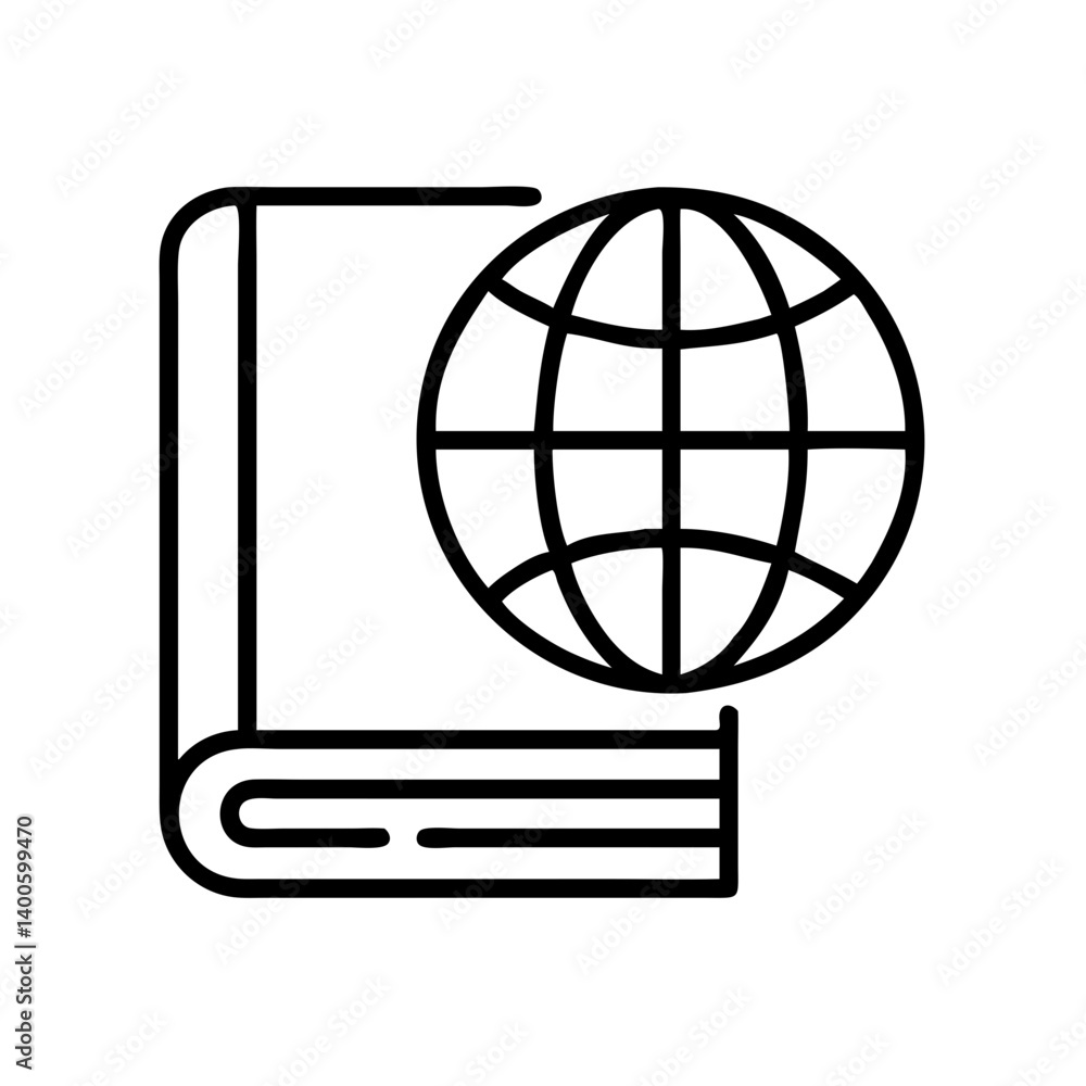Global education book icon vector illustration for online learning and international studies Global education book icon vector illustration for online learning and international studies