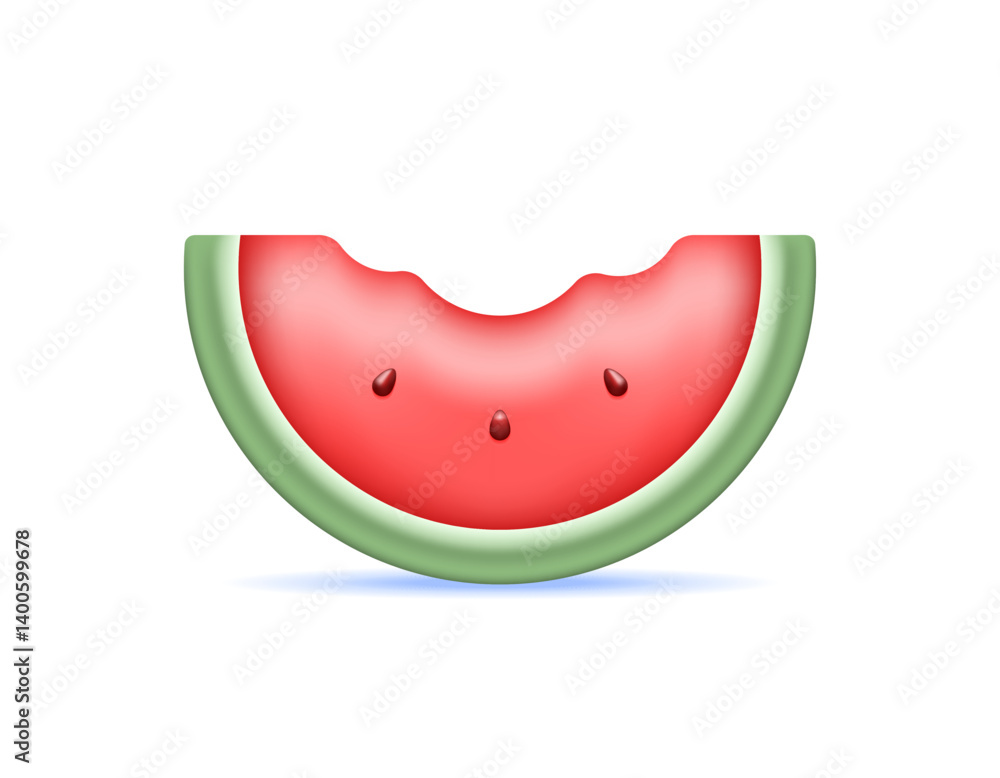 illustration of a piece of watermelon that has been eaten or bitten. eating watermelon. fresh fruit. symbol or icon. minimalist 3d style design. element illustration of a piece of watermelon that has been eaten or bitten. eating watermelon. fresh fruit. symbol or icon. minimalist 3d style design. element