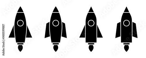 Rocket Icon Vector Set. Rocket Vector Icon in line style design. Symbol of Rocket. Vector illustration.
