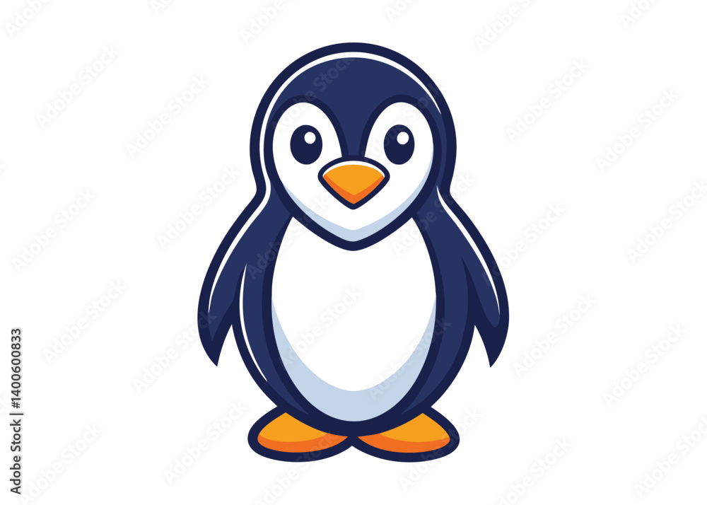 Cute Penguin Standing Cartoon Vector Icon. Penguin flat vector illustration on white background. Cute Penguin Standing Cartoon Vector Icon. Penguin flat vector illustration on white background.
