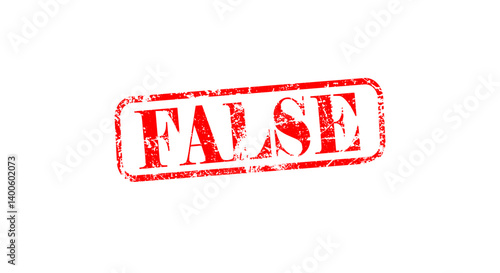 False stamp icon with grunge rubber for incorrect information isolated on White background