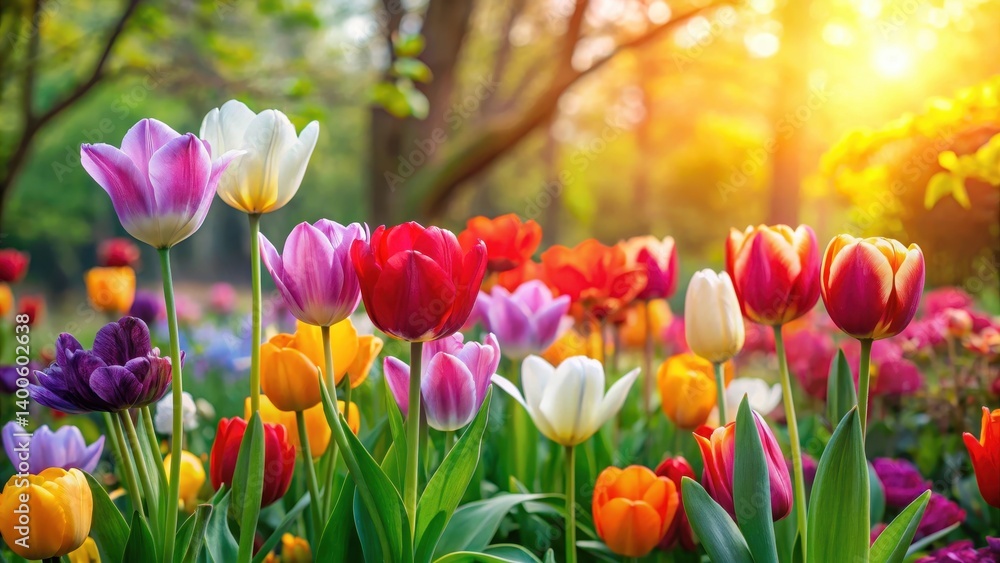 Colorful tulips with vibrant petals in a garden backdrop , foliage, floral patterns, foliage, floral patterns Colorful tulips with vibrant petals in a garden backdrop , foliage, floral patterns, foliage, floral patterns
