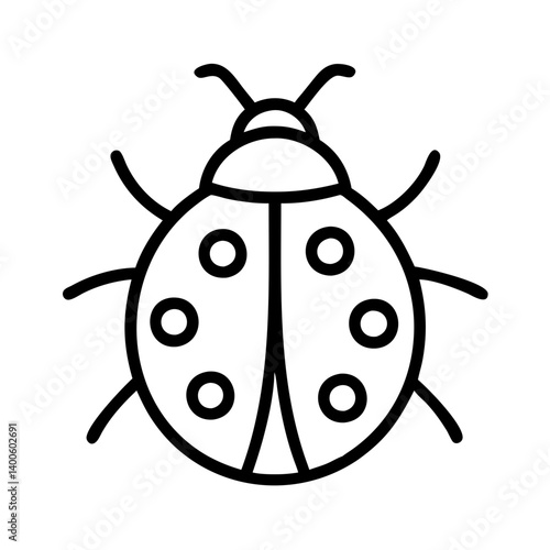 Isolated ladybug vector illustration, ladybug outline drawing, insect icon, ladybug clip art image
