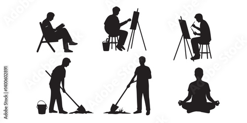 silhouettes of people of different professions