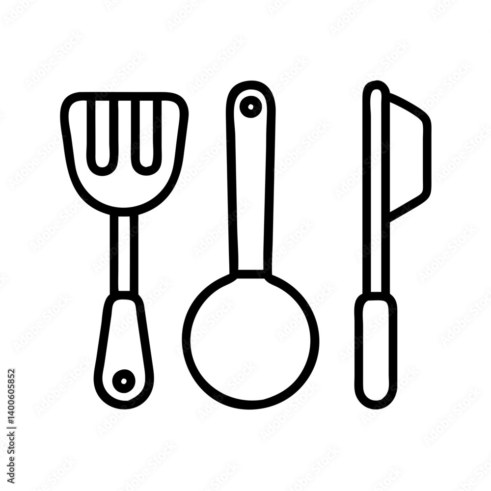Kitchen utensils spatula ladle knife cooking tools vector illustration icon set design element Kitchen utensils spatula ladle knife cooking tools vector illustration icon set design element