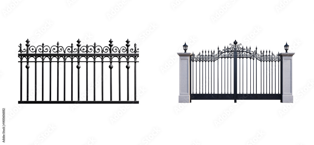 Two distinct iron gate designs are displayed Two distinct iron gate designs are displayed