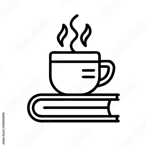 Coffee cup on book vector illustration for relaxation reading time study break icon design
