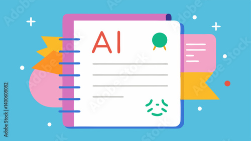 Notebook with Multilingual Notes An illustrated notebook filled with notes in different languages showcasing how AI can help users understand and learn new languages.