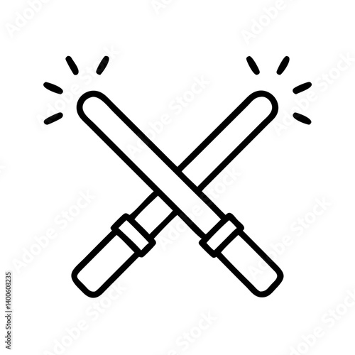 Light saber duel vector icon illustration, crossed lightsabers, sci fi weapon, futuristic fight, laser sword