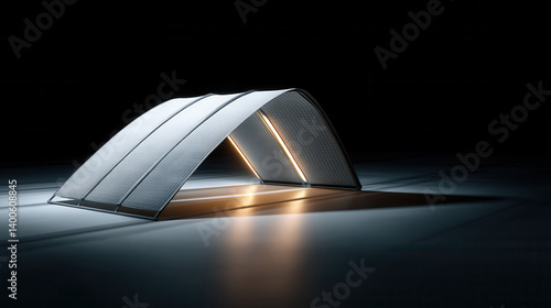 Obraz na płótnie sleek solar powered tent with modern design, illuminated by integrated LED lights, blending technology and nature w salonie
