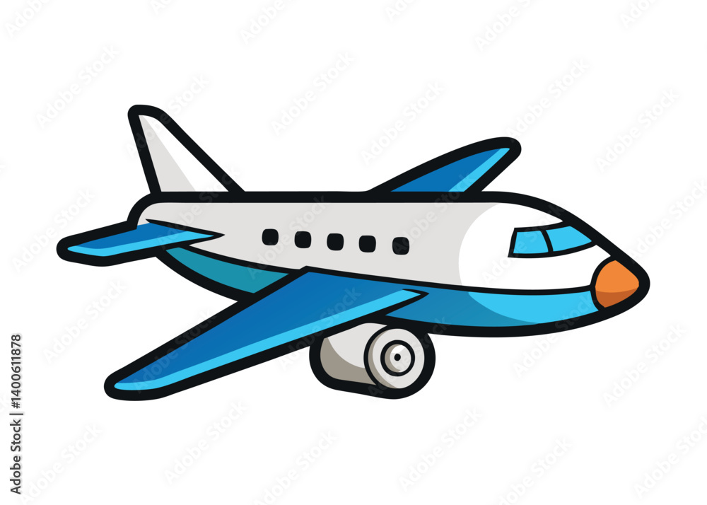 Airplane aviation flat icon for apps, logo and website. Airplane icon Colorful Vector illustration Airplane aviation flat icon for apps, logo and website. Airplane icon Colorful Vector illustration