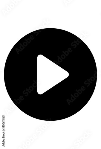 Circle shape solid video player icon, play button icon, vector play icon in circle shape
