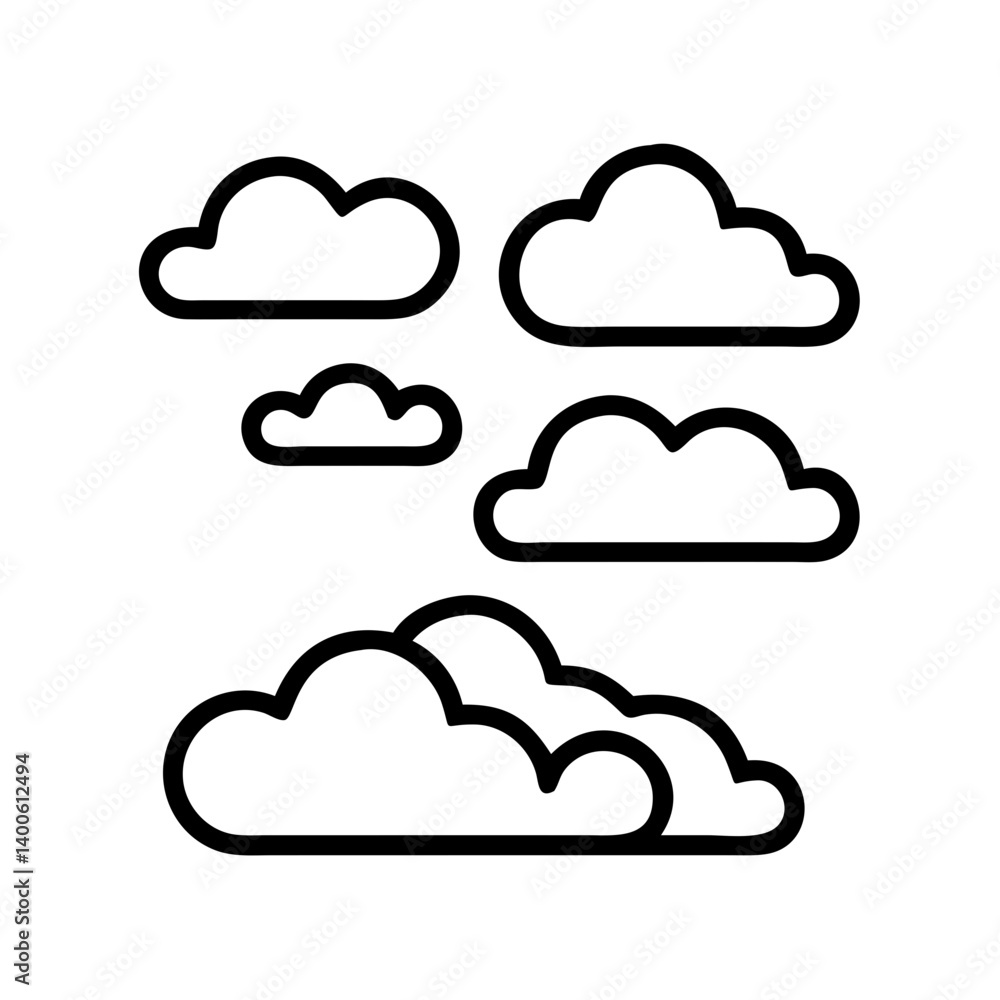 Vector cloud illustration with outline style for weather forecast and sky design concept Vector cloud illustration with outline style for weather forecast and sky design concept