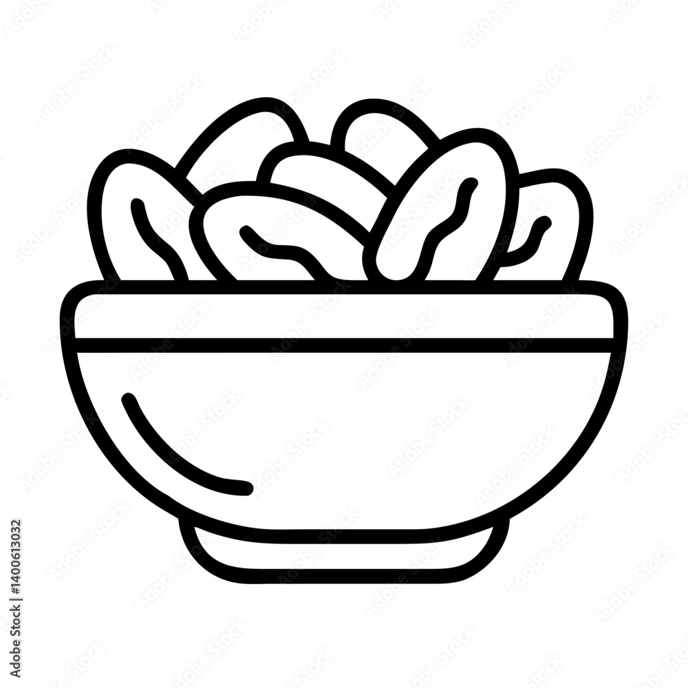 Bowl of healthy dates fruit illustration vector, sweet dried dates for ramadan, islamic food icon vector Bowl of healthy dates fruit illustration vector, sweet dried dates for ramadan, islamic food icon vector
