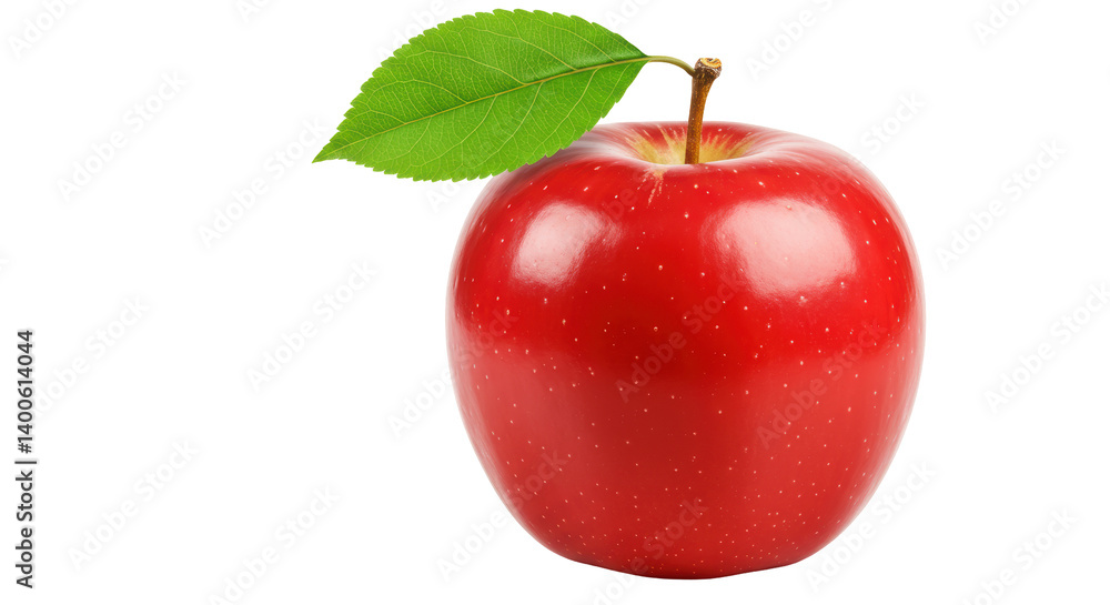 Isolated Red Apple with Green Leaf Isolated Red Apple with Green Leaf