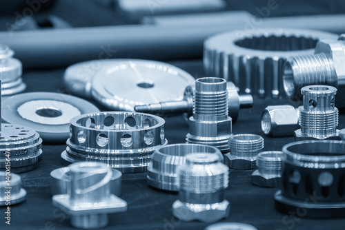 Ταπετσαρία Close up scene the group of high precision parts in the light blue scene