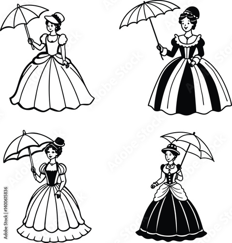 victorian dress princess with parasol historical