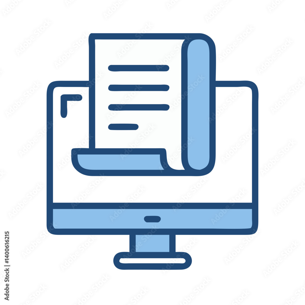 Desktop Computer with Billing Receipt Icon Design Desktop Computer with Billing Receipt Icon Design
