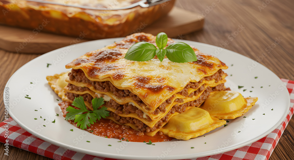 Lasagna with Bolognese Sauce & Basil - Italian Comfort Food Lasagna with Bolognese Sauce & Basil - Italian Comfort Food