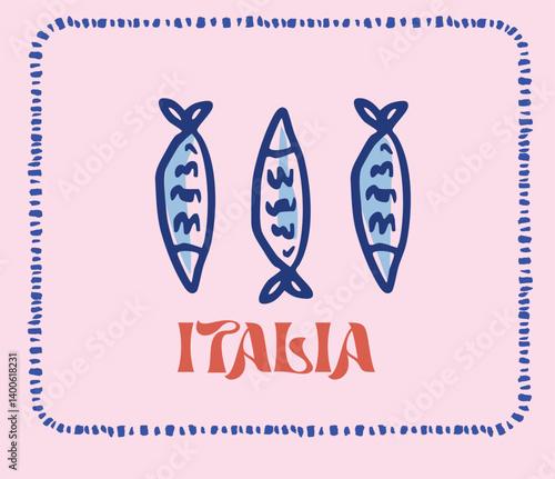 Sardines fish trending tapas pink Europe italy euro Amalfi Italia checker Graphic Tee t-shirt logo slogan graphic artwork typography tote badge emblem doodle fishes sardine seafood lobster crab 