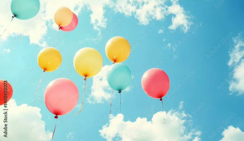 Colorful balloons in a vibrant sky Colorful balloons in a vibrant sky