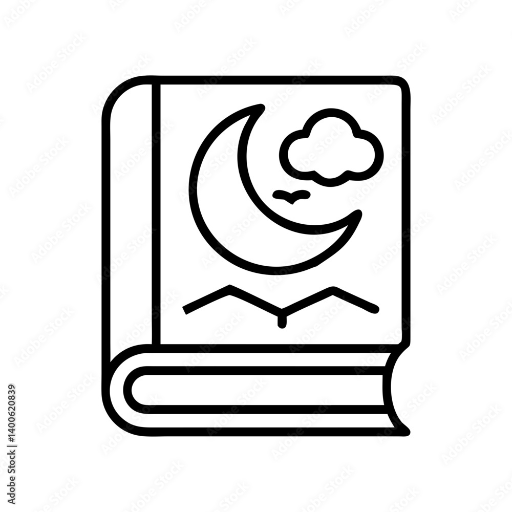 Nighttime storybook illustration vector, book with moon, cloud, and bird drawing design element Nighttime storybook illustration vector, book with moon, cloud, and bird drawing design element
