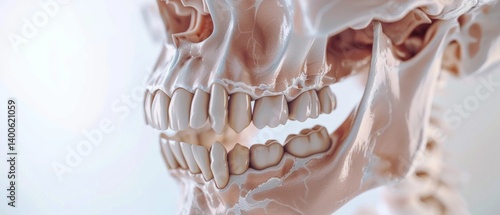 Obraz na płótnie Detailed skull with teeth, perfect for medical or educational materials, scientific articles, presentations. w salonie