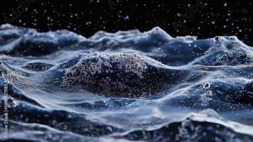 Ultra-Realistic 3D Render of Bubbling Water Waves with Droplets in Motion