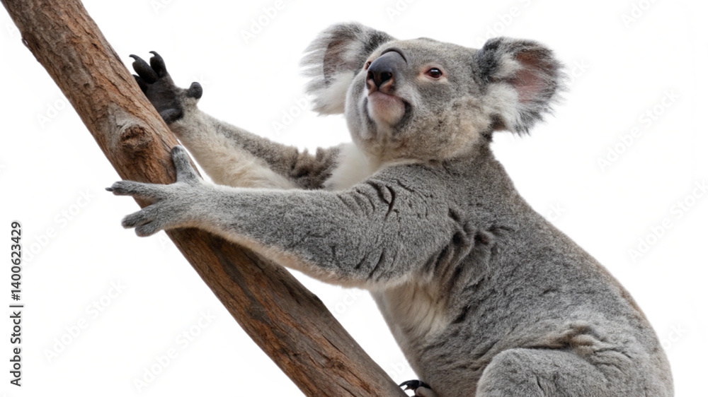 Obraz premium A koala bear stretching its arms, isolated on a transparent background