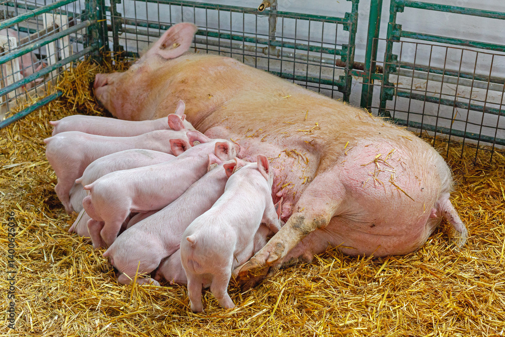 All Piglets Suckling Sow Milk at Animal Farming