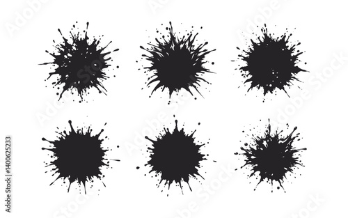 Black brush stroke set isolated on white background. paint brush stroke vector for ink paint, splash and drip , silhouette blob spray. Vector illustration