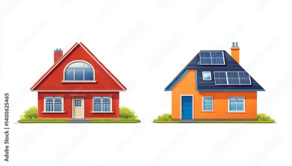 Two homes, one traditional, one eco-friendly, side-by-side Two homes, one traditional, one eco-friendly, side-by-side