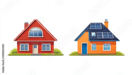 Wallpaper Mural Two homes, one traditional, one eco-friendly, side-by-side Torontodigital.ca