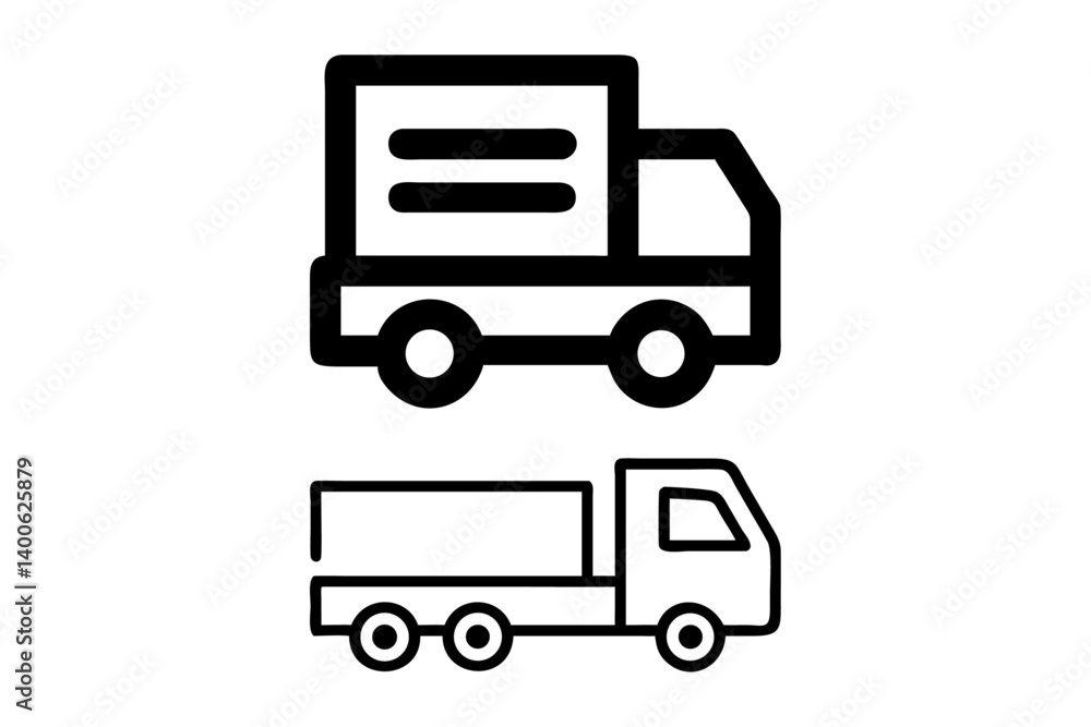 Comparison of Truck Icons Solid & Outline Design Comparison of Truck Icons Solid & Outline Design