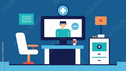 Telemedicine Station A private telemedicine booth with a highresolution screen a comfortable chair and integrated audiovisual equipment for virtual consultations.
