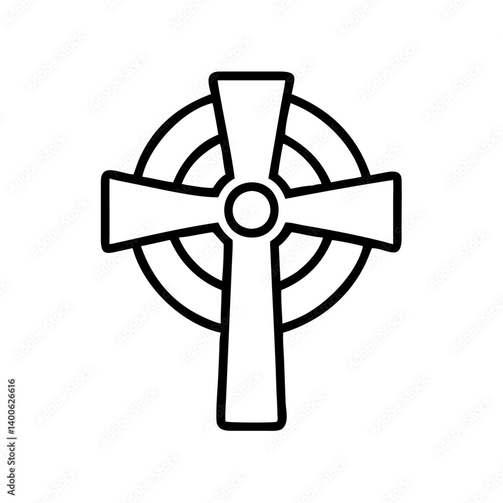 Obraz premium Download celtic cross vector outline drawing irish symbol design element isolated graphic art icon shape