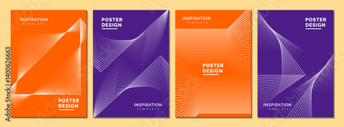 Abstract liner line and wavy line poster background vector set. Minimalist cover template design for Cover, banner, flyer, Ads, Social Media etc. 